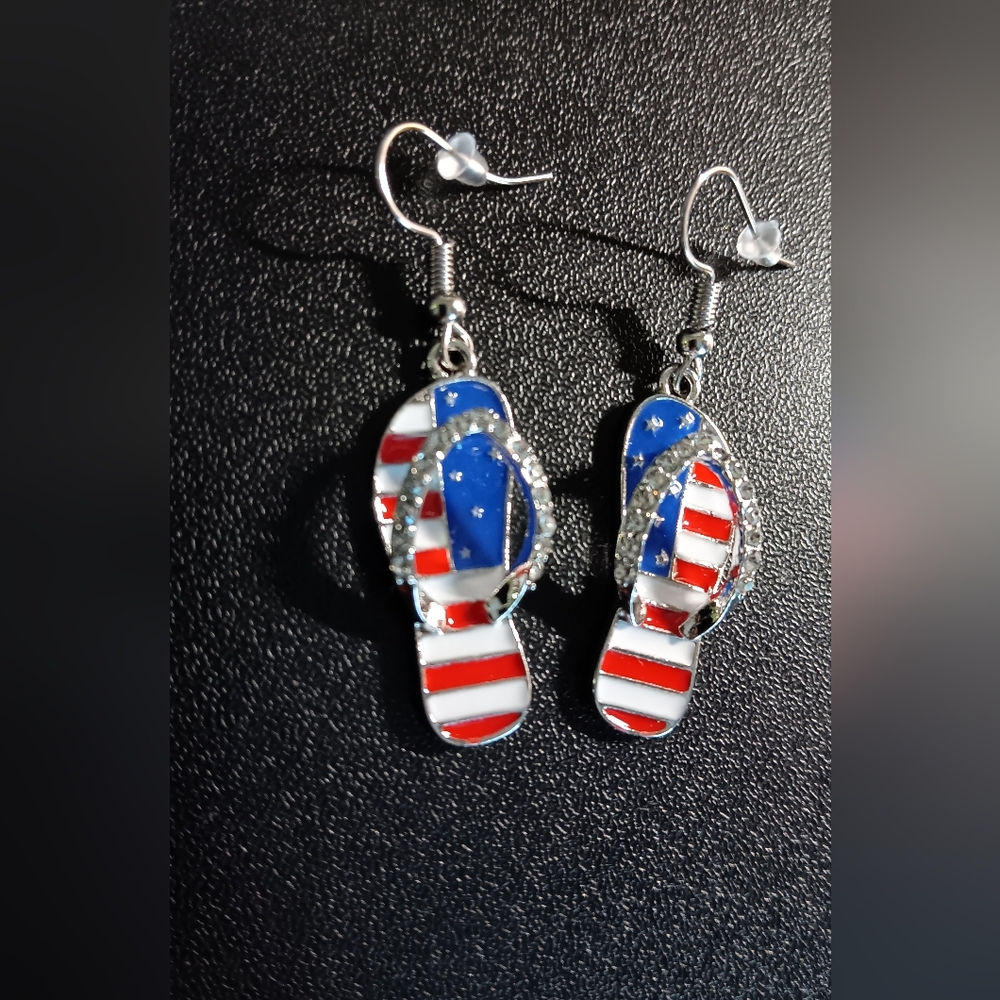 Patriotic Flip Flop Earrings (New) - Picture 4 of 5